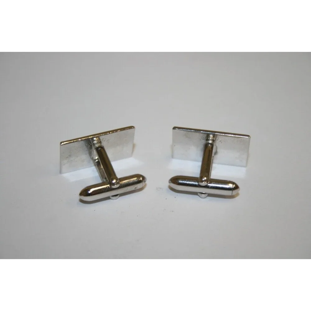 Vintage Chrome Silver Squared SWANK Mid Century Modern Cuff Links Set RARE